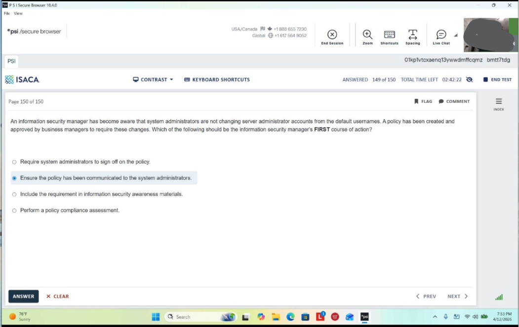 PSI ISACA Exam